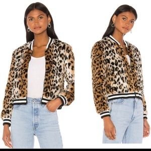 Faux fur cheetah bomber jacket